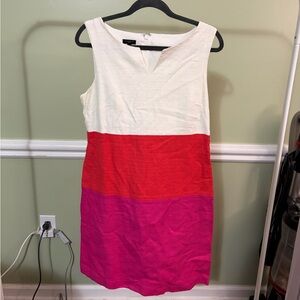 Talbots Sleeveless Colorblock Mini Dress - Cream, Red, Pink